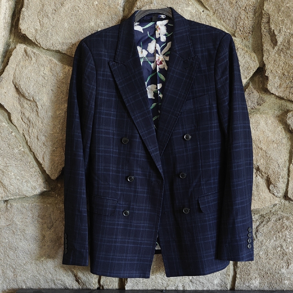 Classic Blue Sport Coat with Notch Lapels Suit